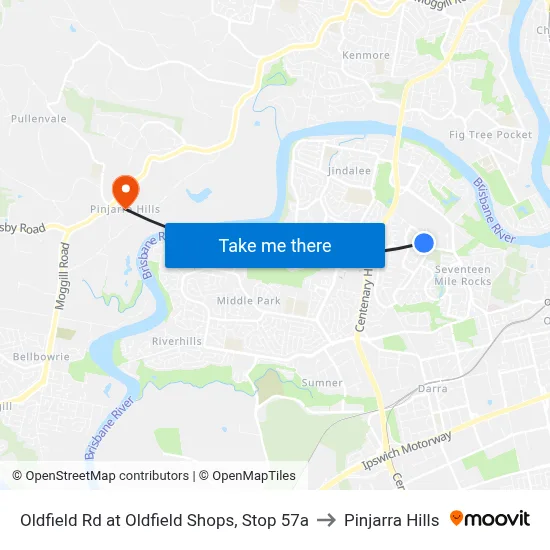 Oldfield Rd at Oldfield Shops, Stop 57a to Pinjarra Hills map