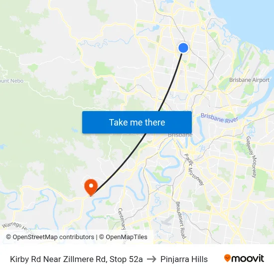 Kirby Rd Near Zillmere Rd, Stop 52a to Pinjarra Hills map