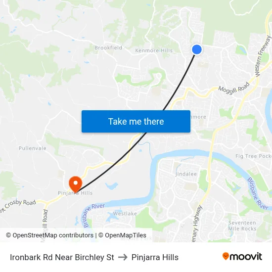 Ironbark Rd Near Birchley St to Pinjarra Hills map