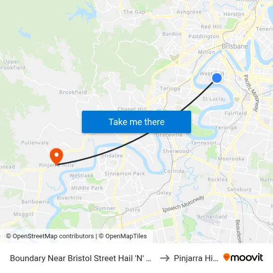 Boundary Near Bristol Street Hail 'N' Ride to Pinjarra Hills map