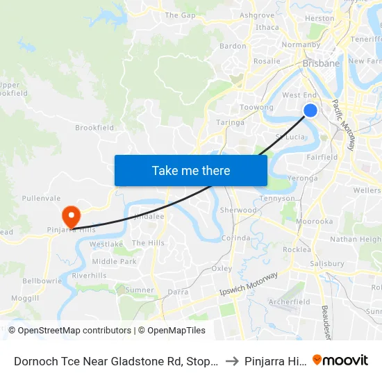 Dornoch Tce Near Gladstone Rd, Stop 21a to Pinjarra Hills map