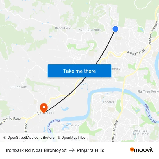 Ironbark Rd Near Birchley St to Pinjarra Hills map