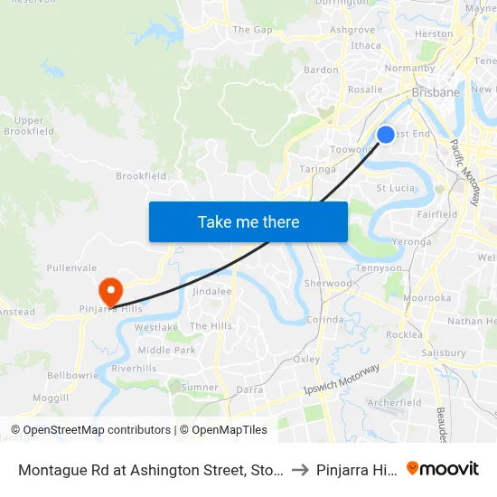 Montague Rd at Ashington Street, Stop 9 to Pinjarra Hills map