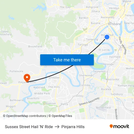 Sussex Street Hail 'N' Ride to Pinjarra Hills map