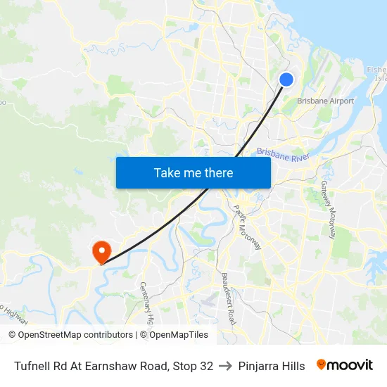 Tufnell Rd At Earnshaw Road, Stop 32 to Pinjarra Hills map