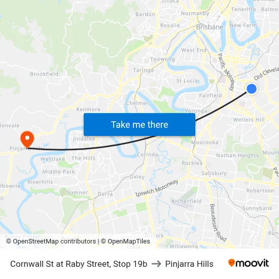 Cornwall St at Raby Street, Stop 19b to Pinjarra Hills map