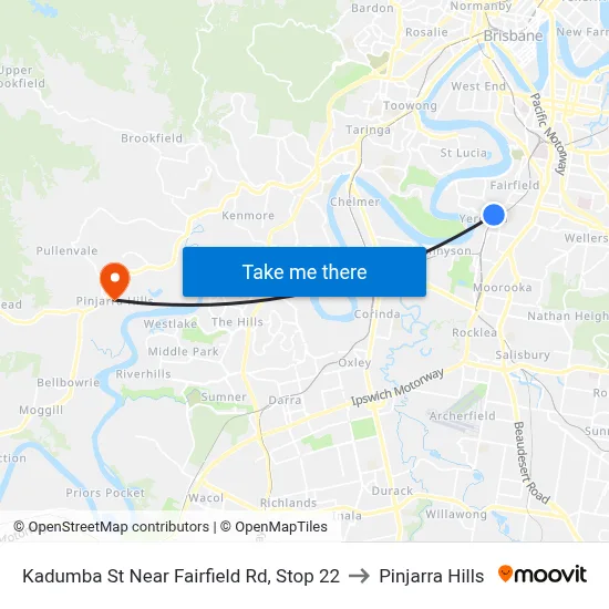 Kadumba St Near Fairfield Rd, Stop 22 to Pinjarra Hills map