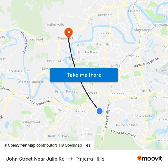 John Street Near Julie Rd to Pinjarra Hills map