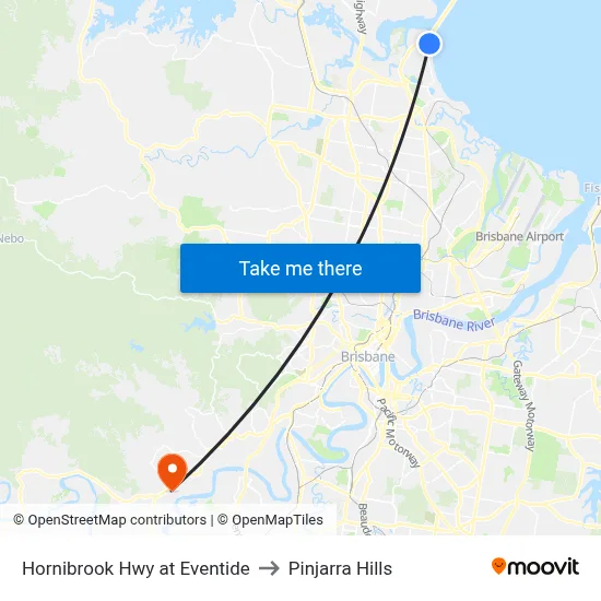 Hornibrook Hwy at Eventide to Pinjarra Hills map