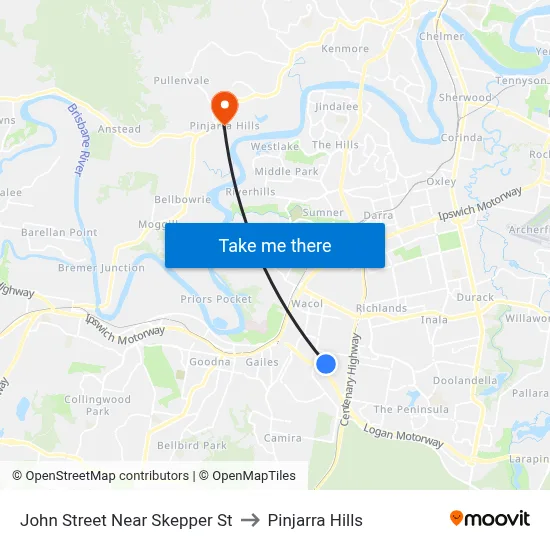 John Street Near Skepper St to Pinjarra Hills map