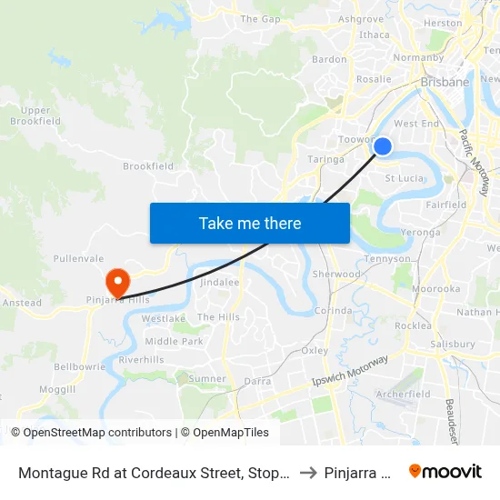 Montague Rd at Cordeaux Street, Stop 30/14 to Pinjarra Hills map