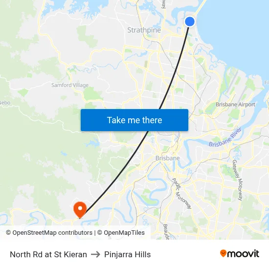 North Rd at St Kieran to Pinjarra Hills map