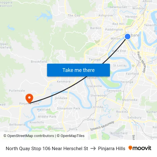 North Quay Stop 106 Near Herschel St to Pinjarra Hills map