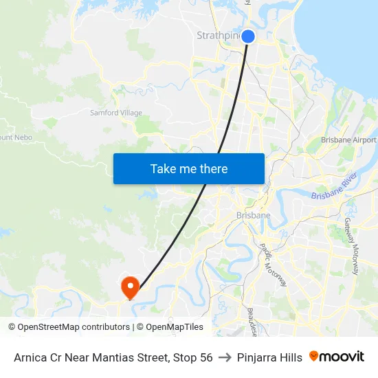 Arnica Cr Near Mantias Street, Stop 56 to Pinjarra Hills map