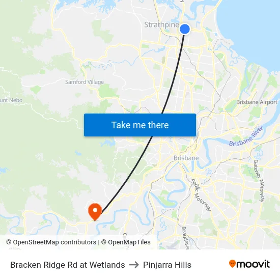 Bracken Ridge Rd at Wetlands to Pinjarra Hills map