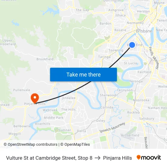 Vulture St at Cambridge Street, Stop 8 to Pinjarra Hills map