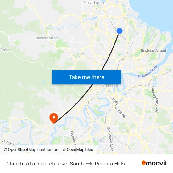Church Rd at Church Road South to Pinjarra Hills map
