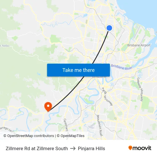 Zillmere Rd at Zillmere South to Pinjarra Hills map