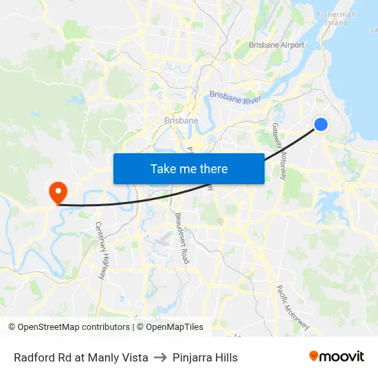 Radford Rd at Manly Vista to Pinjarra Hills map