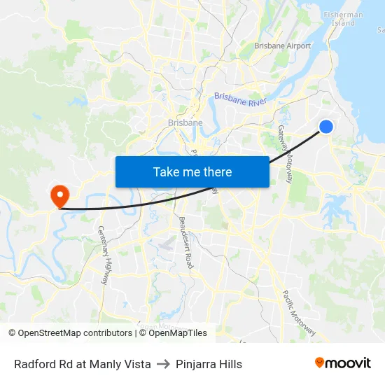 Radford Rd at Manly Vista to Pinjarra Hills map
