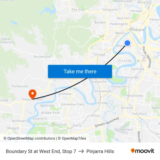 Boundary St at West End, Stop 7 to Pinjarra Hills map