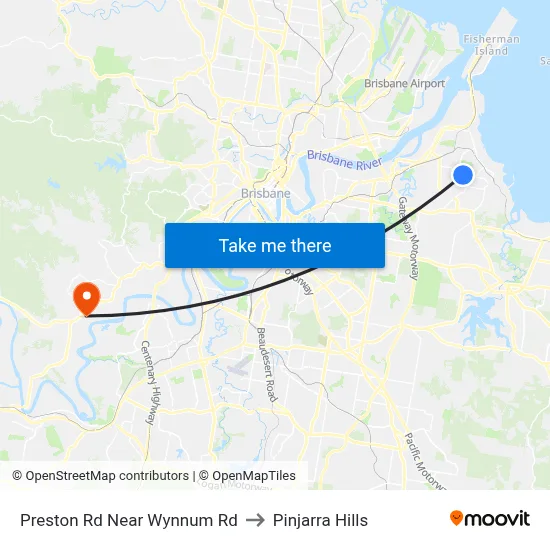 Preston Rd Near Wynnum Rd to Pinjarra Hills map