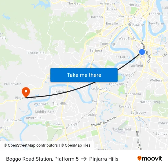Boggo Road Station, Platform 5 to Pinjarra Hills map