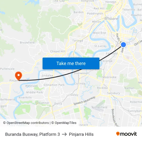 Buranda Busway, Platform 3 to Pinjarra Hills map