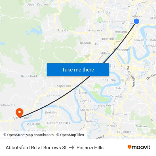 Abbotsford Rd at Burrows St to Pinjarra Hills map