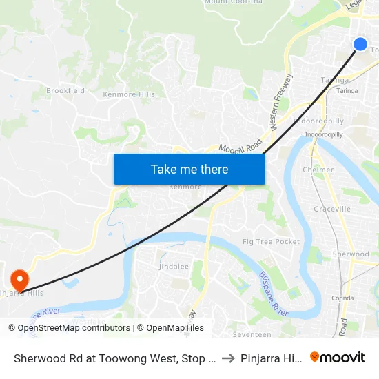 Sherwood Rd at Toowong West, Stop 22 to Pinjarra Hills map
