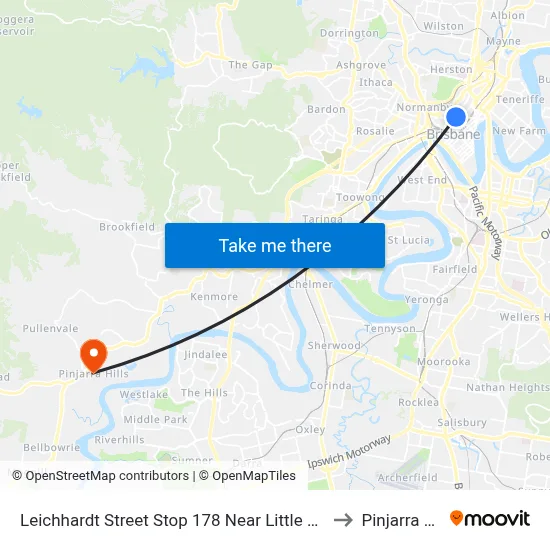 Leichhardt Street Stop 178 Near Little Edward St to Pinjarra Hills map