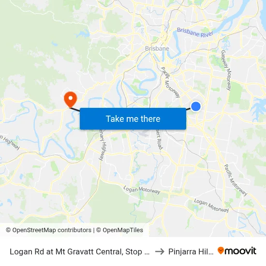Logan Rd at Mt Gravatt Central, Stop 37 to Pinjarra Hills map