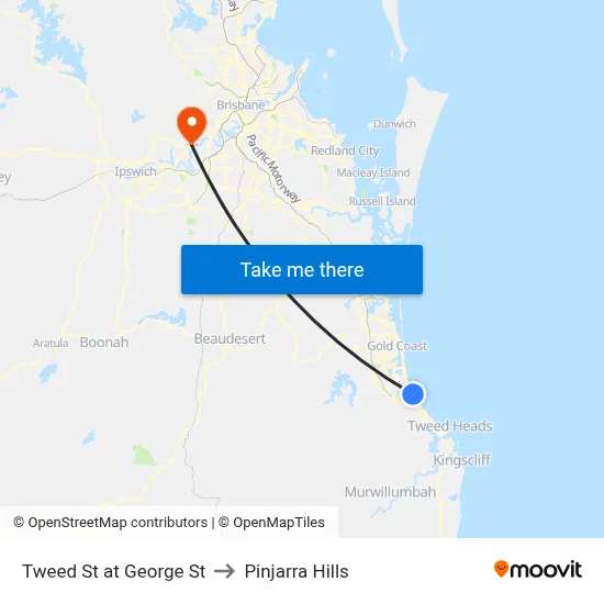 Tweed St at George St to Pinjarra Hills map