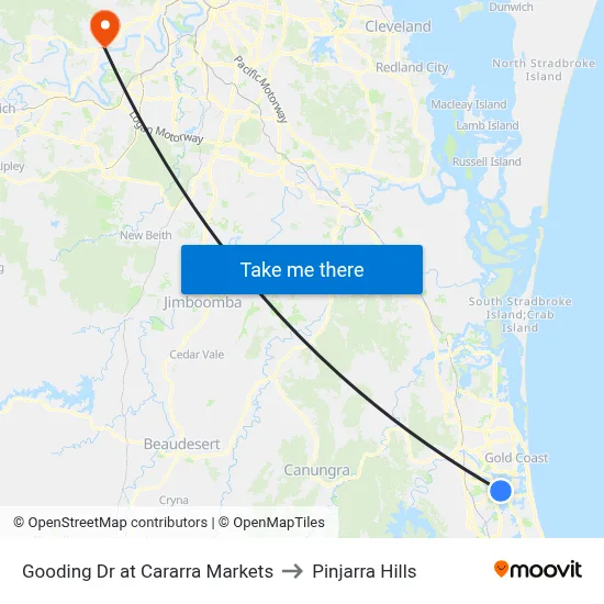Gooding Dr at Cararra Markets to Pinjarra Hills map