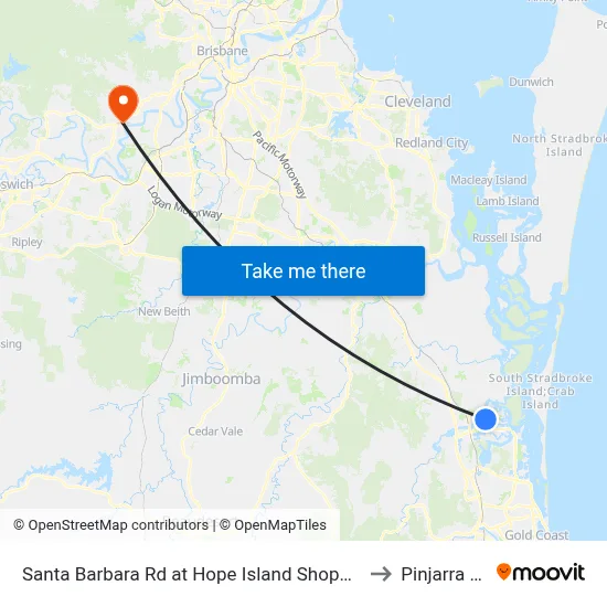 Santa Barbara Rd at Hope Island Shopping Centre to Pinjarra Hills map