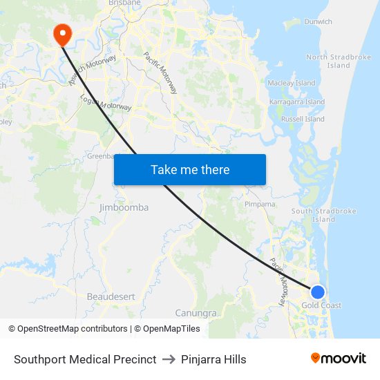 Southport Medical Precinct to Pinjarra Hills map