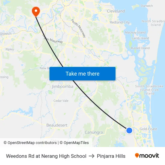 Weedons Rd at Nerang High School to Pinjarra Hills map