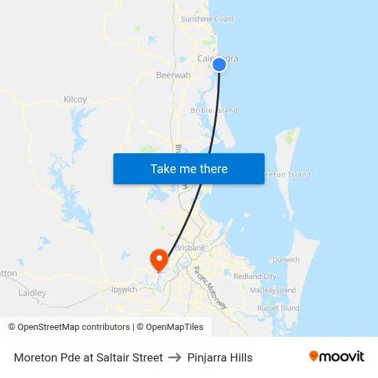 Moreton Pde at Saltair Street to Pinjarra Hills map