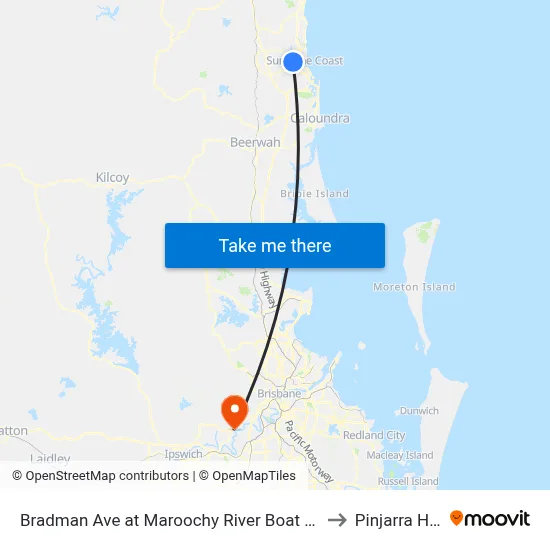 Bradman Ave at Maroochy River Boat Ramp to Pinjarra Hills map