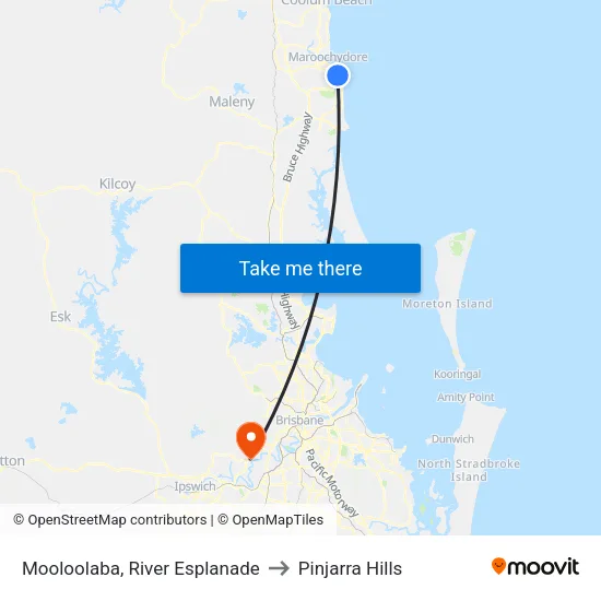 Mooloolaba, River Esplanade to Pinjarra Hills map
