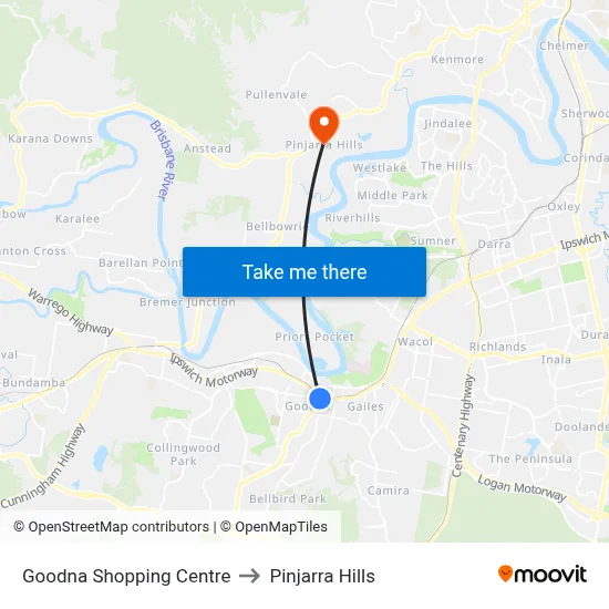 Goodna Shopping Centre to Pinjarra Hills map