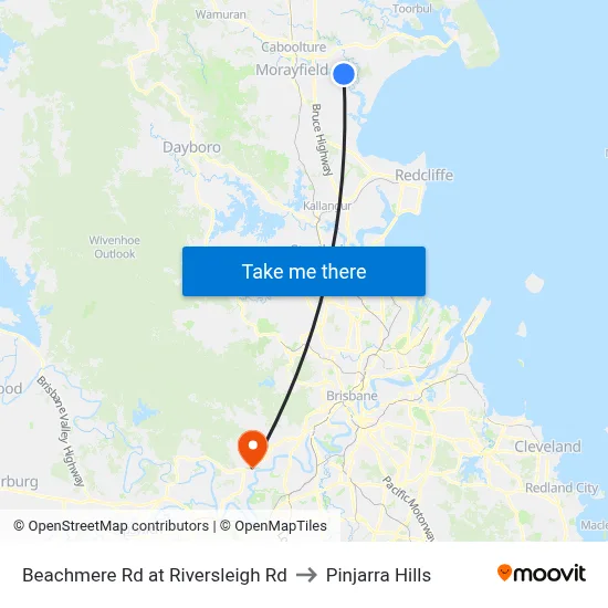 Beachmere Rd at Riversleigh Rd to Pinjarra Hills map