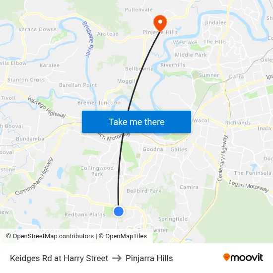 Keidges Rd at Harry Street to Pinjarra Hills map