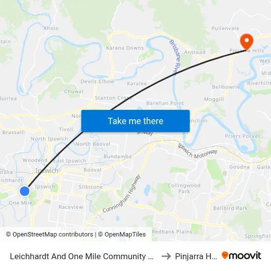 Leichhardt And One Mile Community Centre to Pinjarra Hills map