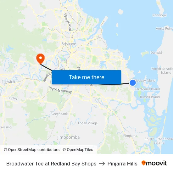 Broadwater Tce at Redland Bay Shops to Pinjarra Hills map