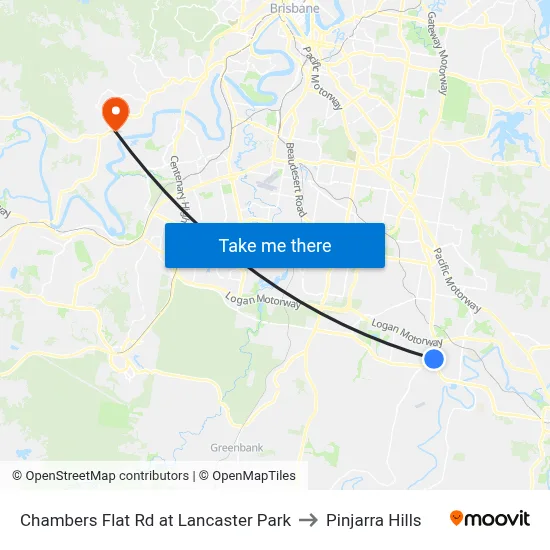 Chambers Flat Rd at Lancaster Park to Pinjarra Hills map