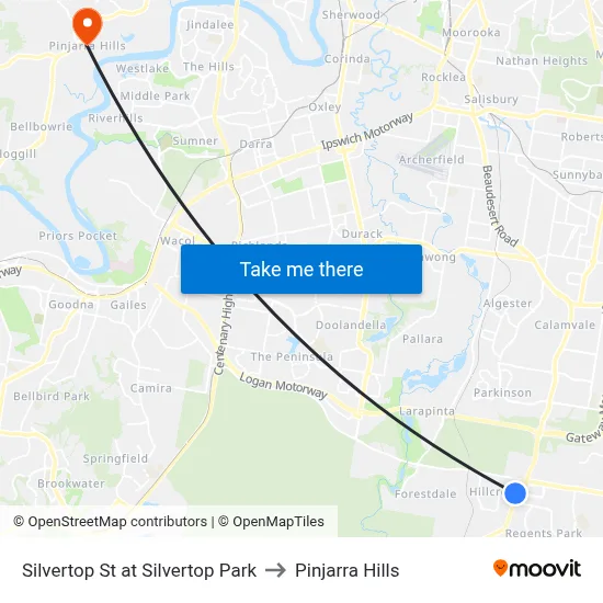 Silvertop St at Silvertop Park to Pinjarra Hills map