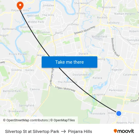 Silvertop St at Silvertop Park to Pinjarra Hills map