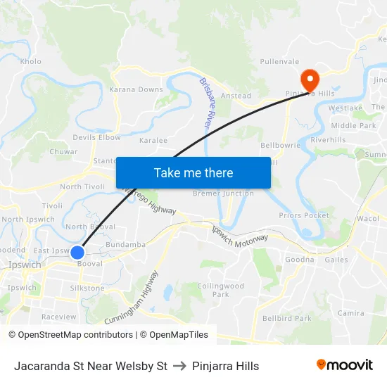 Jacaranda St Near Welsby St to Pinjarra Hills map