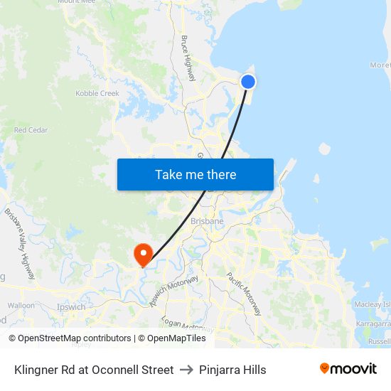 Klingner Rd at Oconnell Street to Pinjarra Hills map